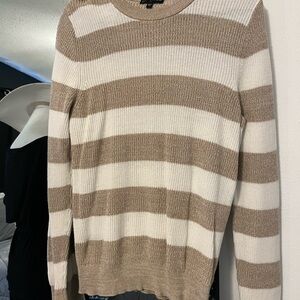 Express Beige and White Knit Sweater